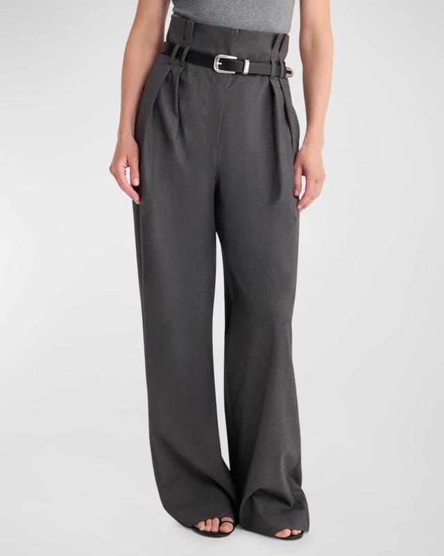 High-Waist Paper Bag Trousers Product Image