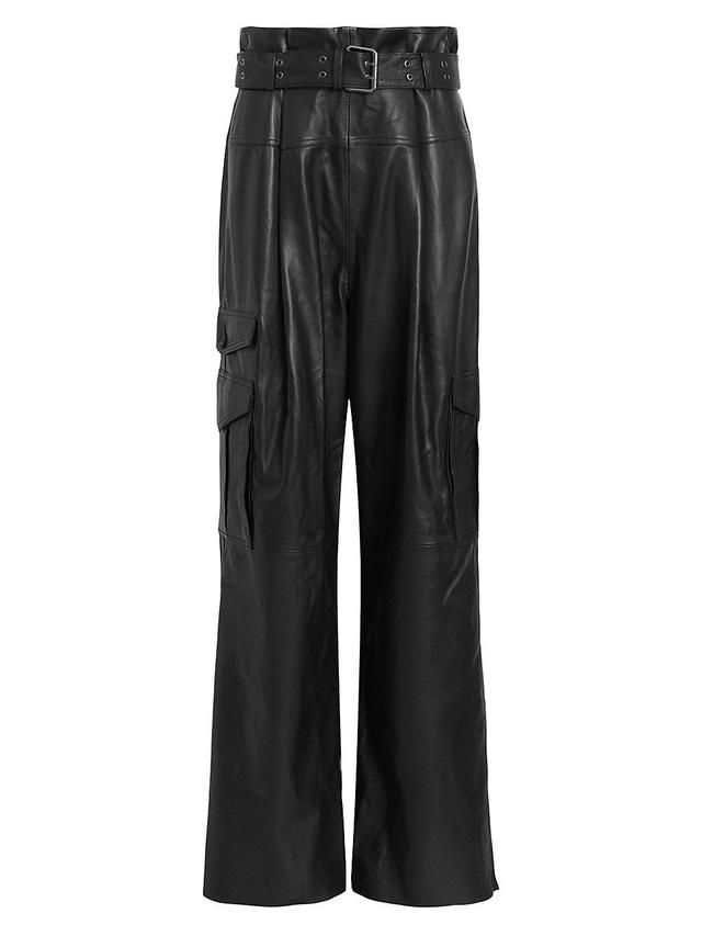 Womens Harlyn Leather Belted Trousers Product Image