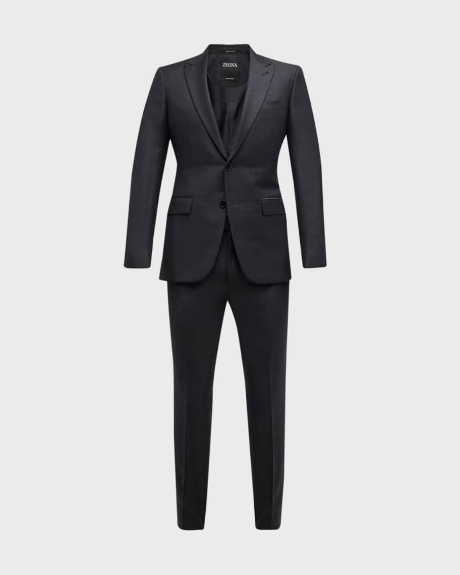 Men's City Check Wool Silk Suit Product Image