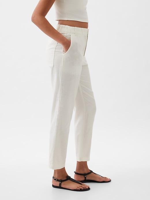 High Rise Linen-Cotton Pull-On Pants Product Image