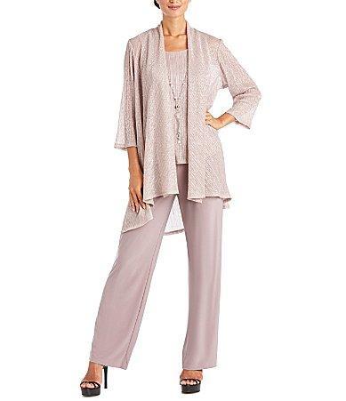 R  M Richards Pleated Crinkle Metallic Scoop Neck 34 Sleeve 2 Product Image