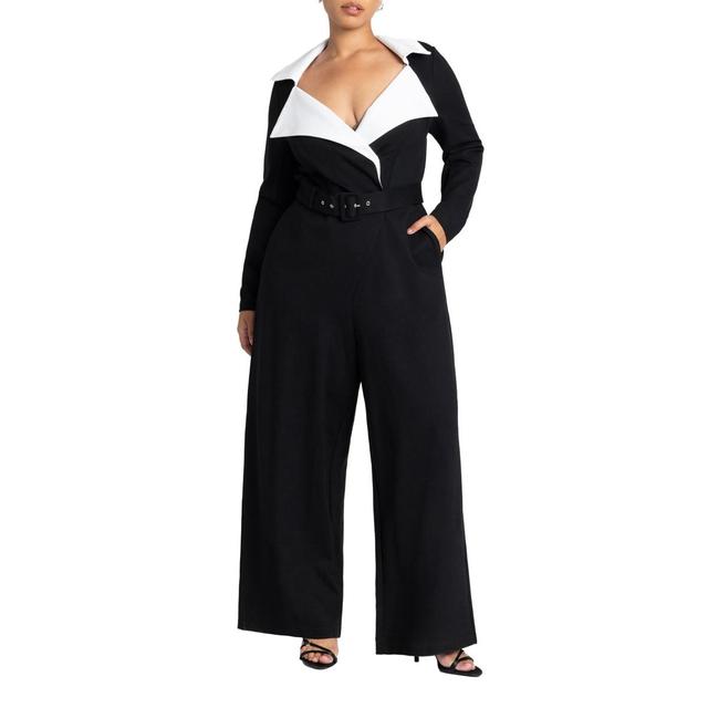 Eloquii Womens Tuxedo Knit Jumpsuit Product Image