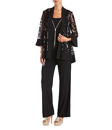 R  M Richards Swirl Sequin Scoop Neck 34 Sleeve Jacket 2 Product Image