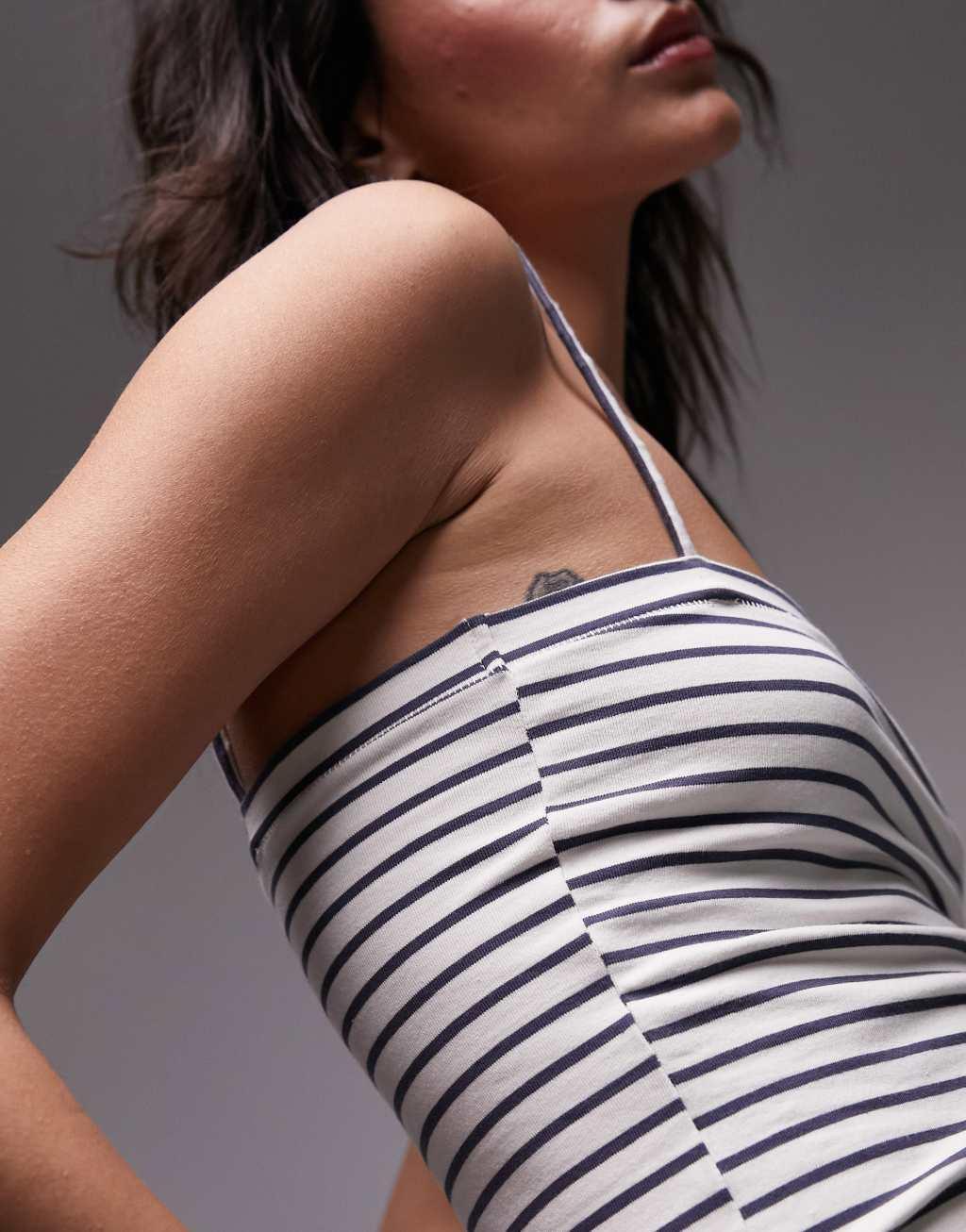 Topshop stripe spaghetti strap tube top in mono Product Image