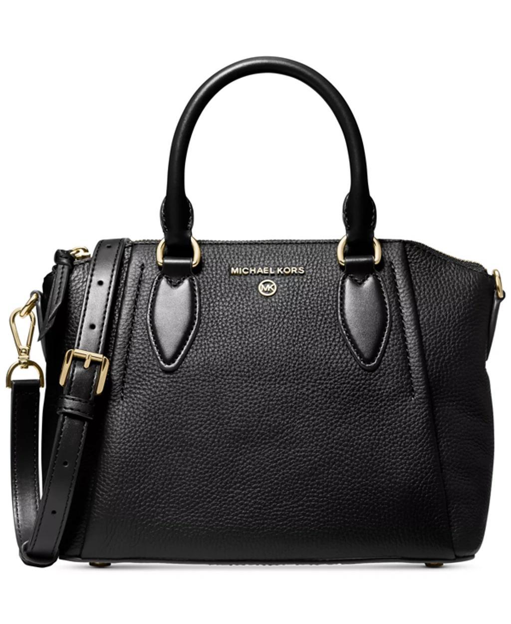 MICHAEL KORS Sienna Medium Satchel Black Pebbled Leather Bag Product Image