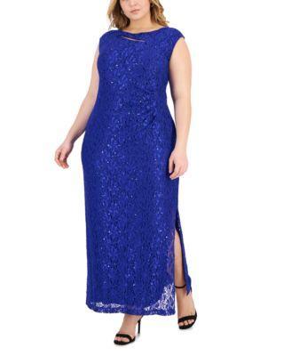 Plus Size Cutout-Detail Lace Maxi Dress   Product Image