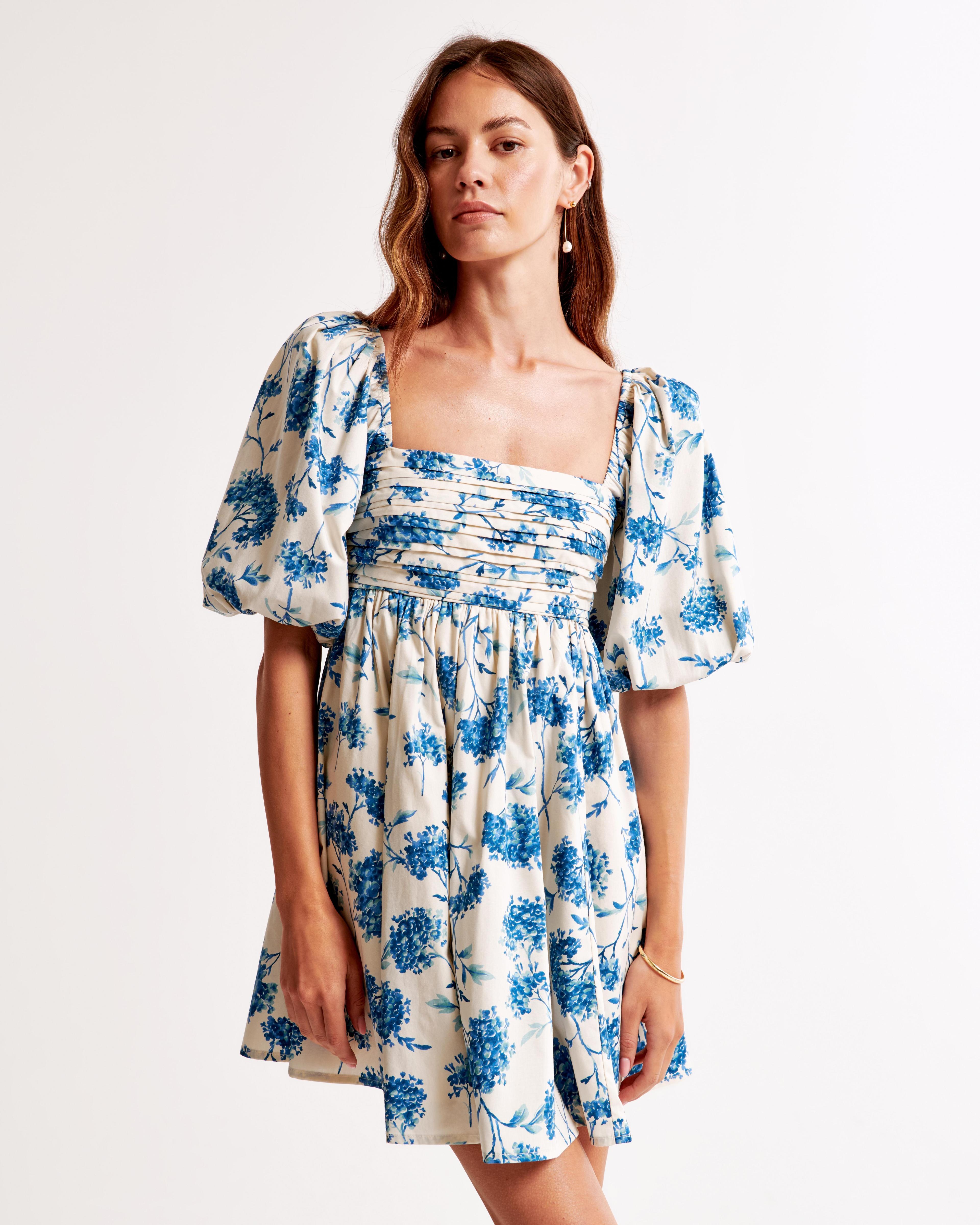 The A&F Emerson Poplin Puff Sleeve Mini Dress Product Image