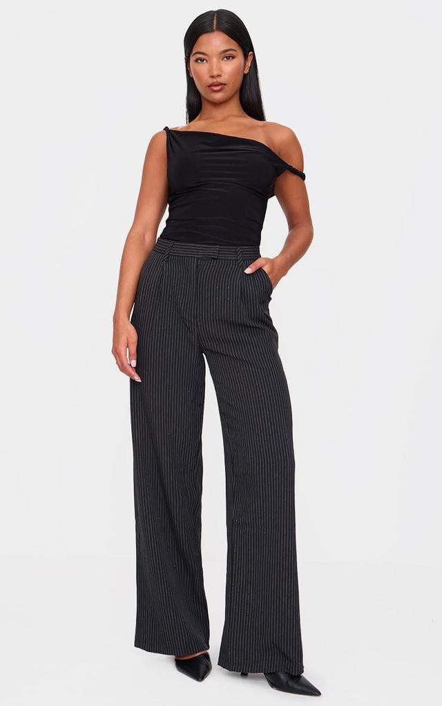 Black Hotfix Tailored Wide Leg Pants Product Image