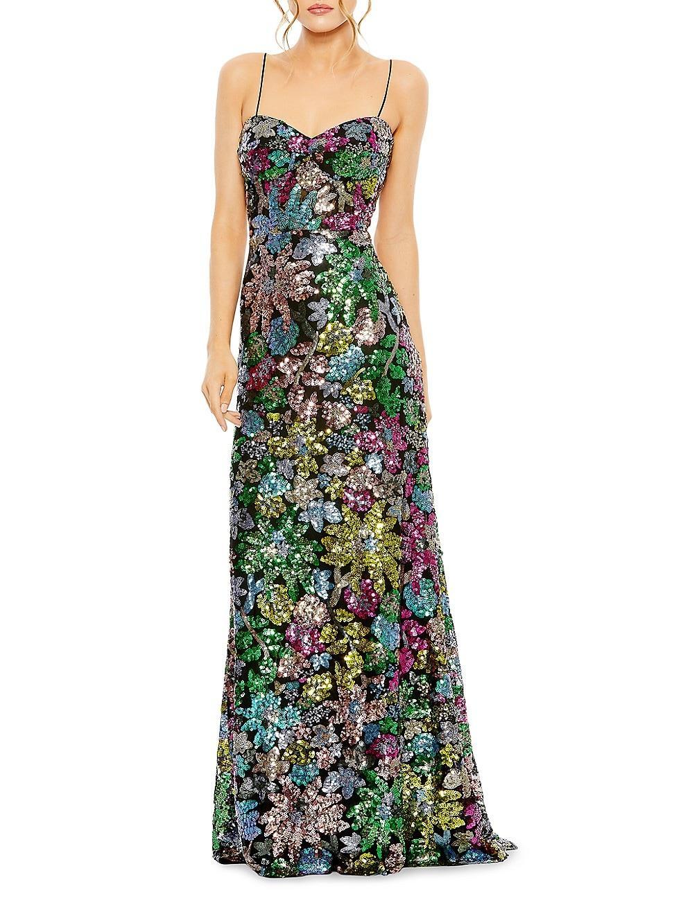 Womens Prom Floral Sequin Gown Product Image