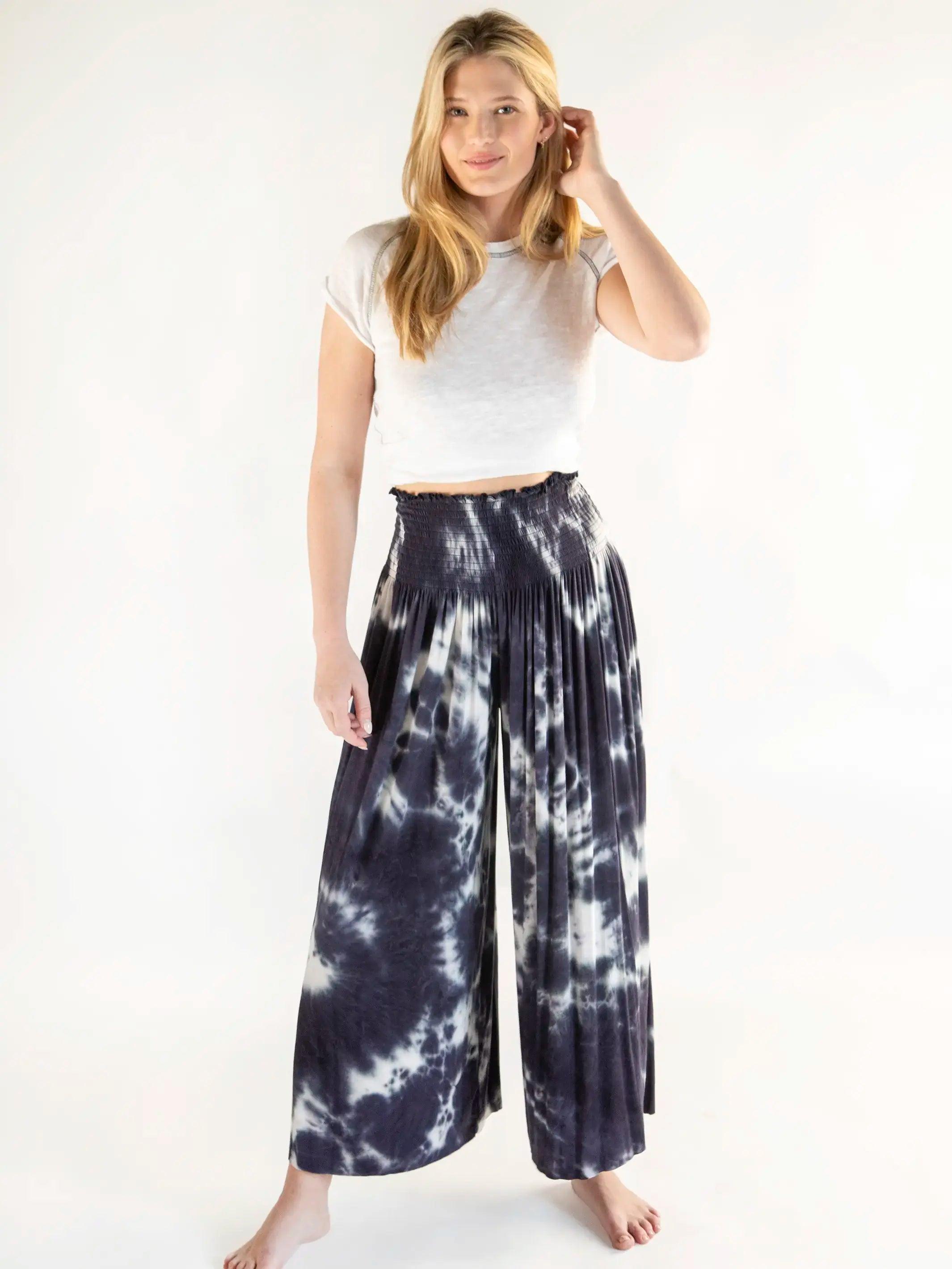 Make A Move Knit Palazzo Pant - Midnight Tie-Dye Product Image