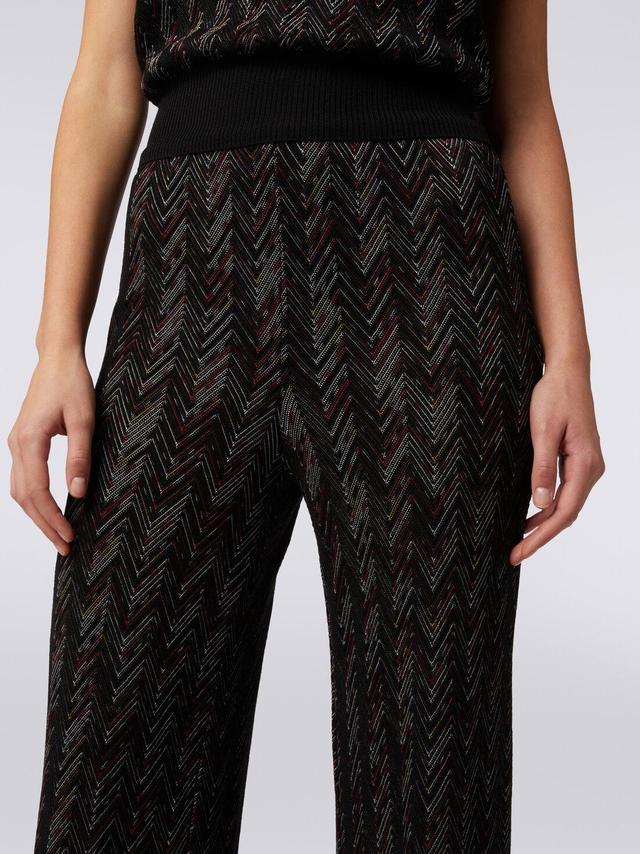 Palazzo trousers in viscose and wool with zigzag pattern Multicoloured | Missoni Product Image