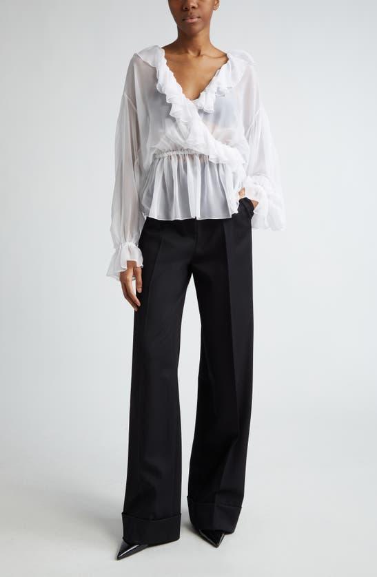 DOLCE & GABBANA Chiffon Blouse In Bianco Ottico Product Image