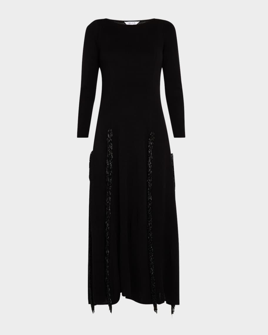 Scoop-Neck Bead Fringe Midi Dress product image