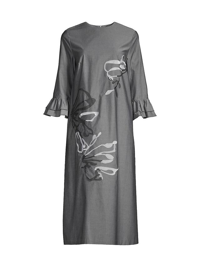 Misook Embroidered Floral Cotton Blend Dress Product Image