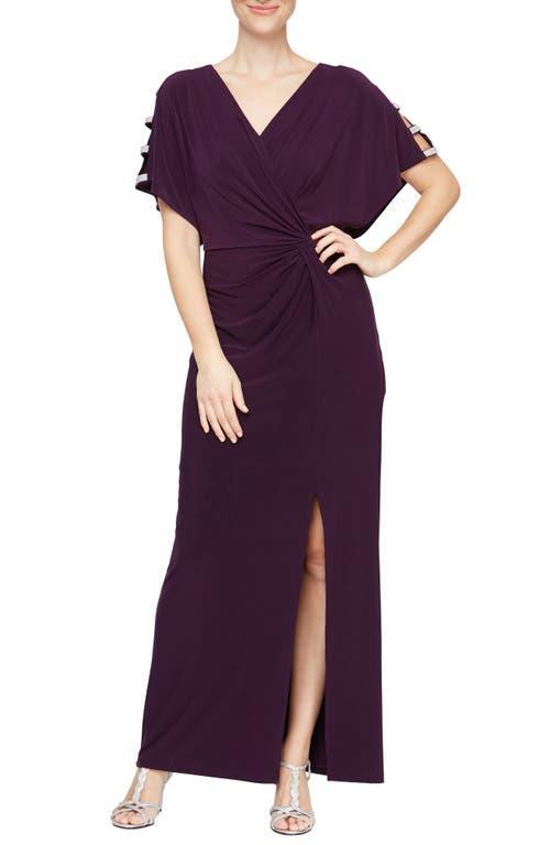 Alex Evenings Embellished Sleeve Knot Front Formal Gown Product Image