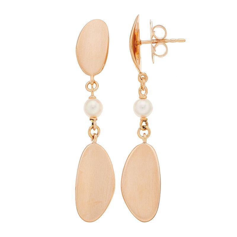 18k Rose Gold Over Silver Akoya Cultured Pearl Drop Earrings, Womens, Pink Tone Product Image