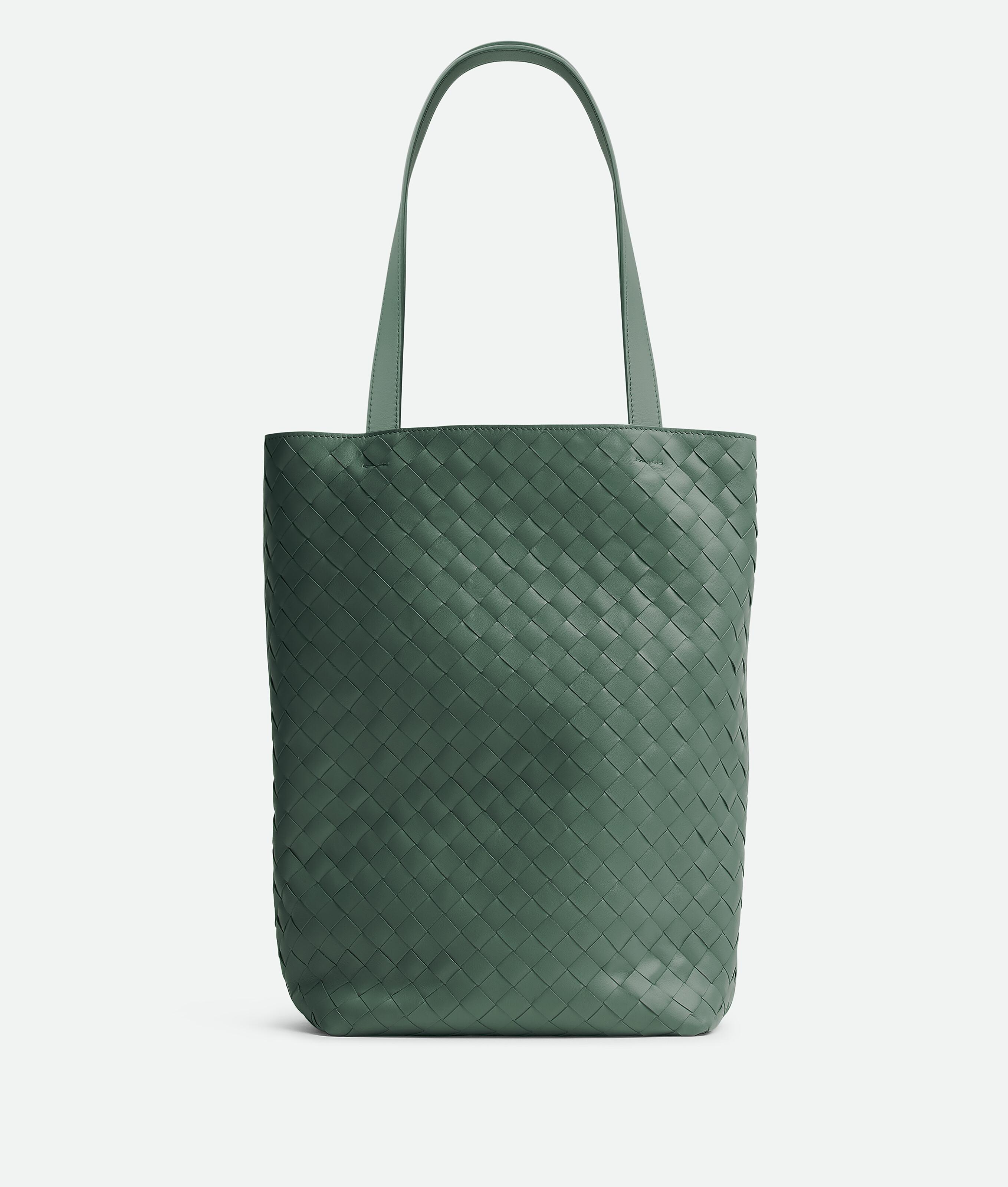 BOTTEGA VENETA Avenue Intrecciato Leather Tote Bag In Green Product Image