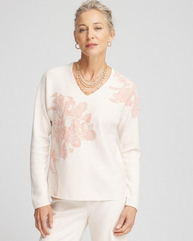 Jacquard Floral Pullover Sweater Product Image