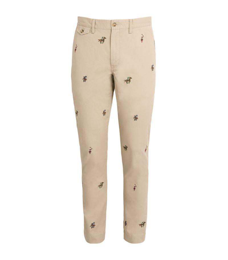 Cotton Embroidered Horse Trousers In Beige Product Image