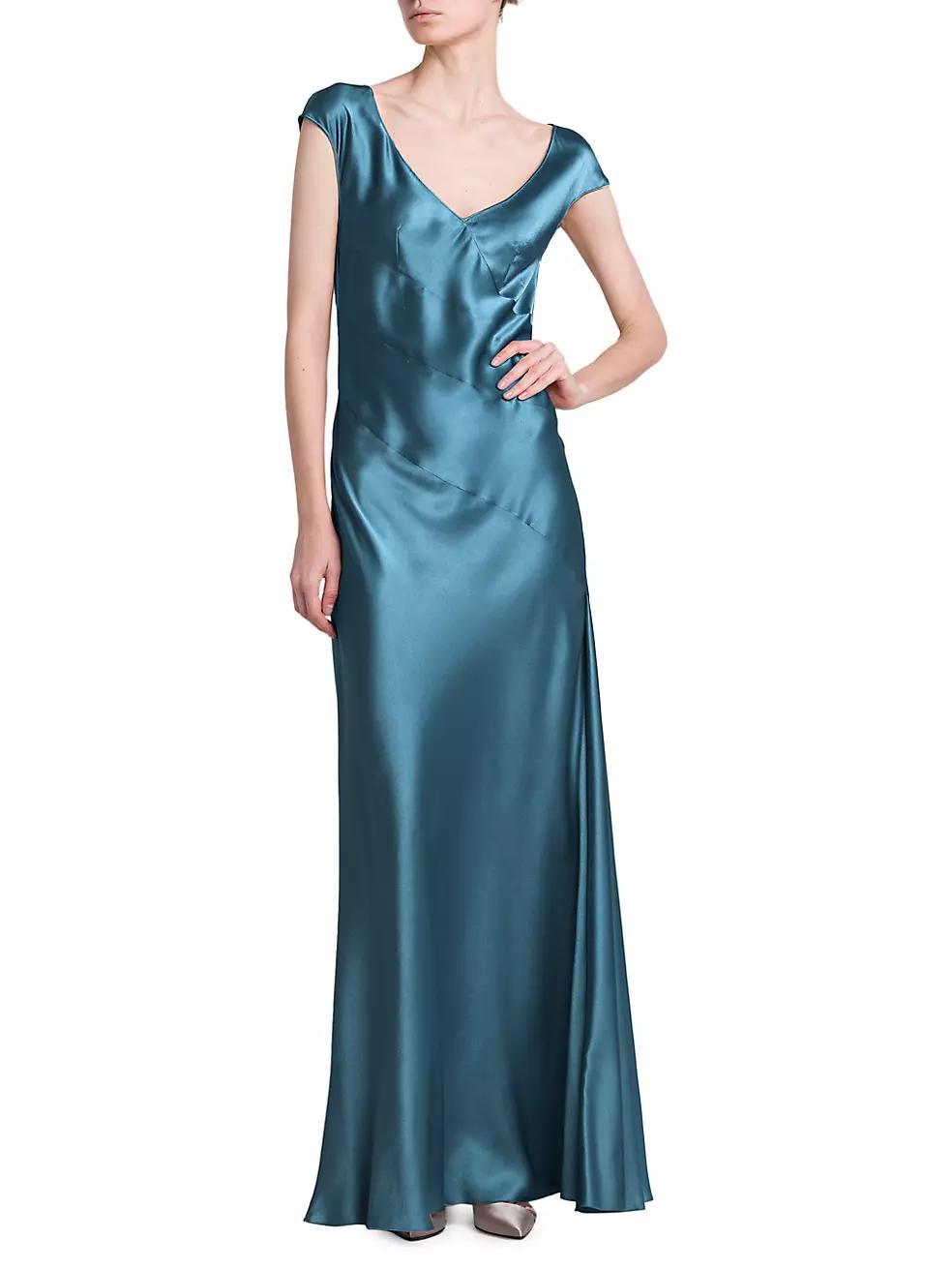 Cap Sleeve Satin Dress Product Image