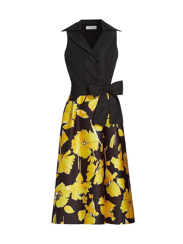 Womens Taffeta Floral Sleeveless Midi-Dress Product Image