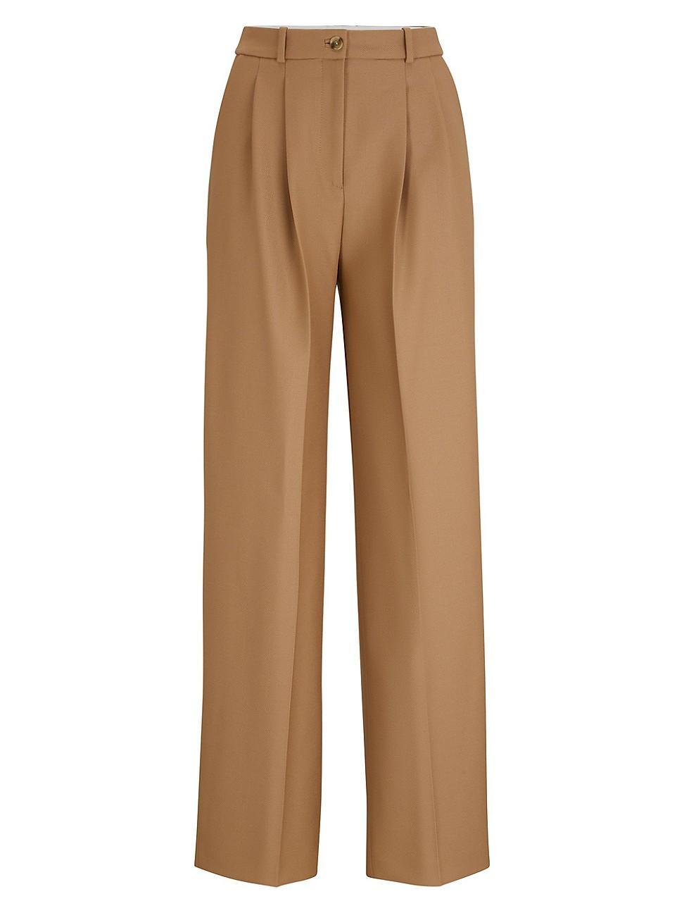 Womens Regular-Fit Trousers in Virgin-Wool Twill Product Image