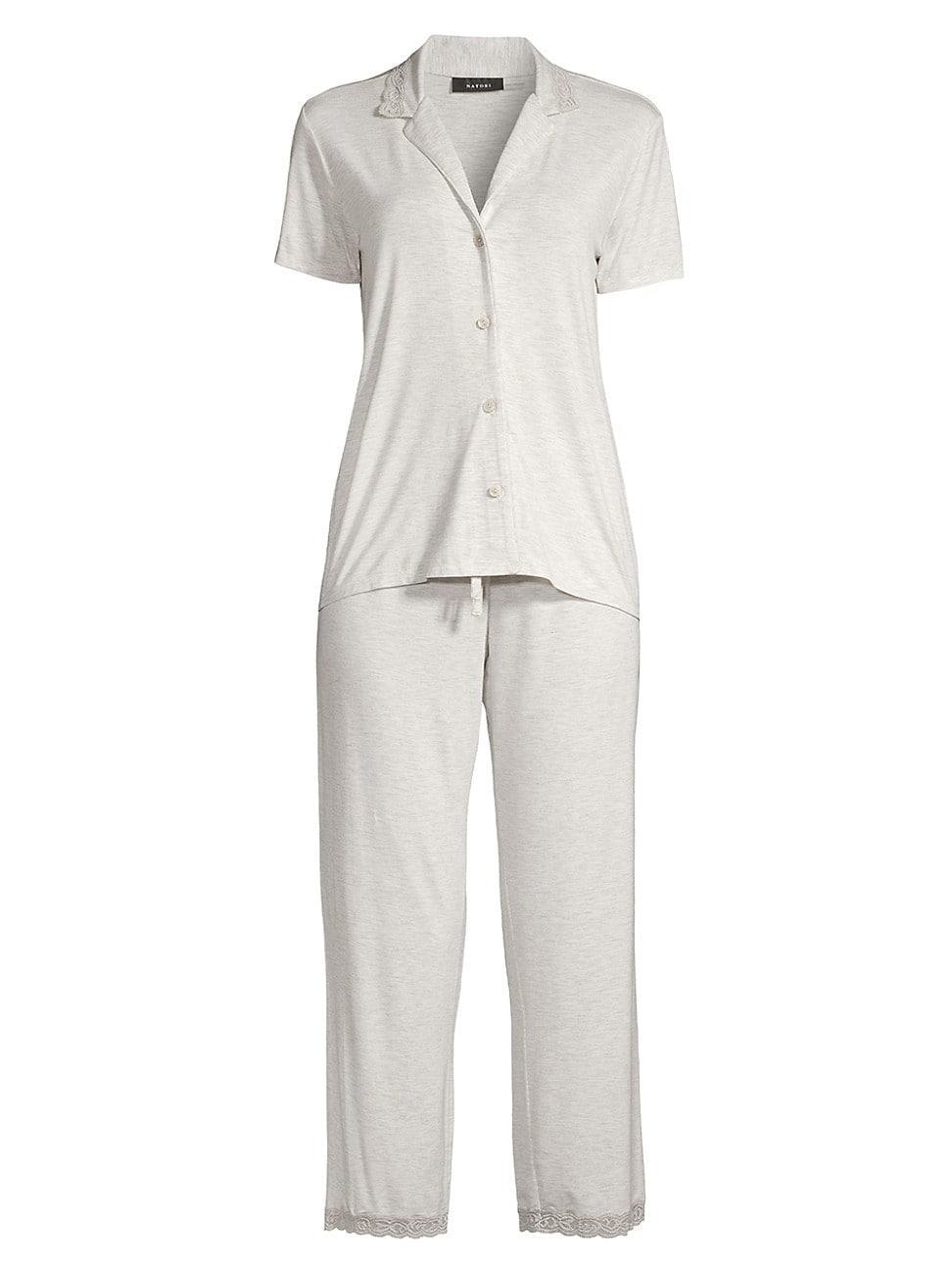 Natori Feathers Lace Trim Jersey Pajamas Product Image