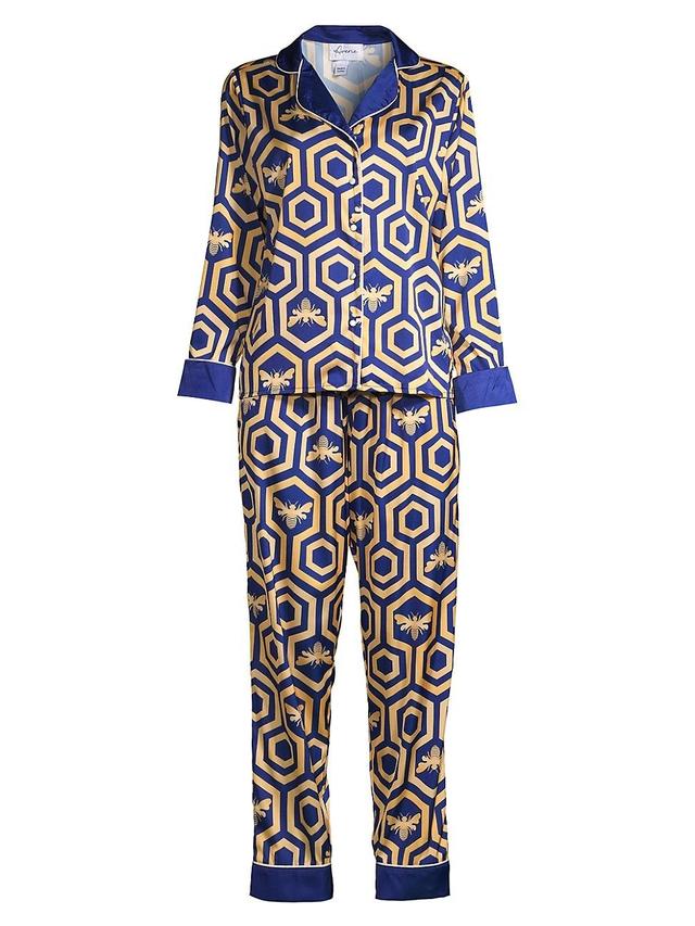 Womens Two-Piece Colbee Honeycomb Print Pajama Set Product Image