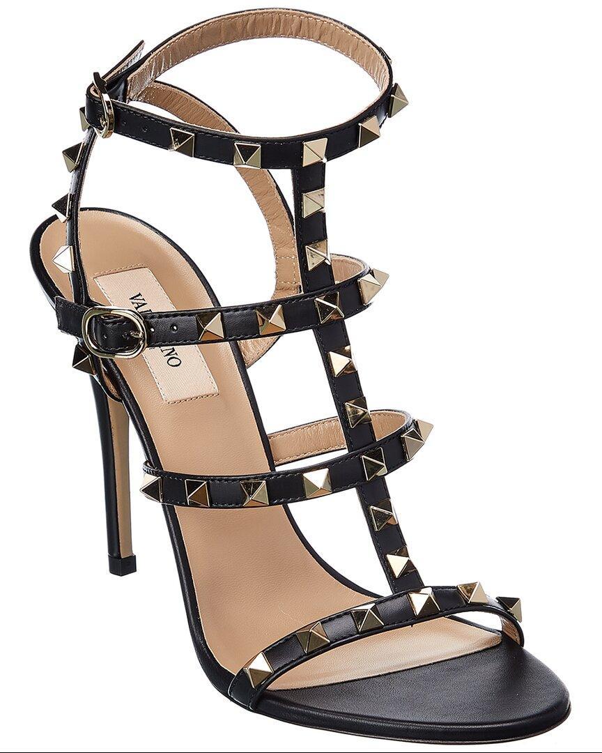 Valentino Rockstud Caged 100 Leather Sandal In Black Product Image