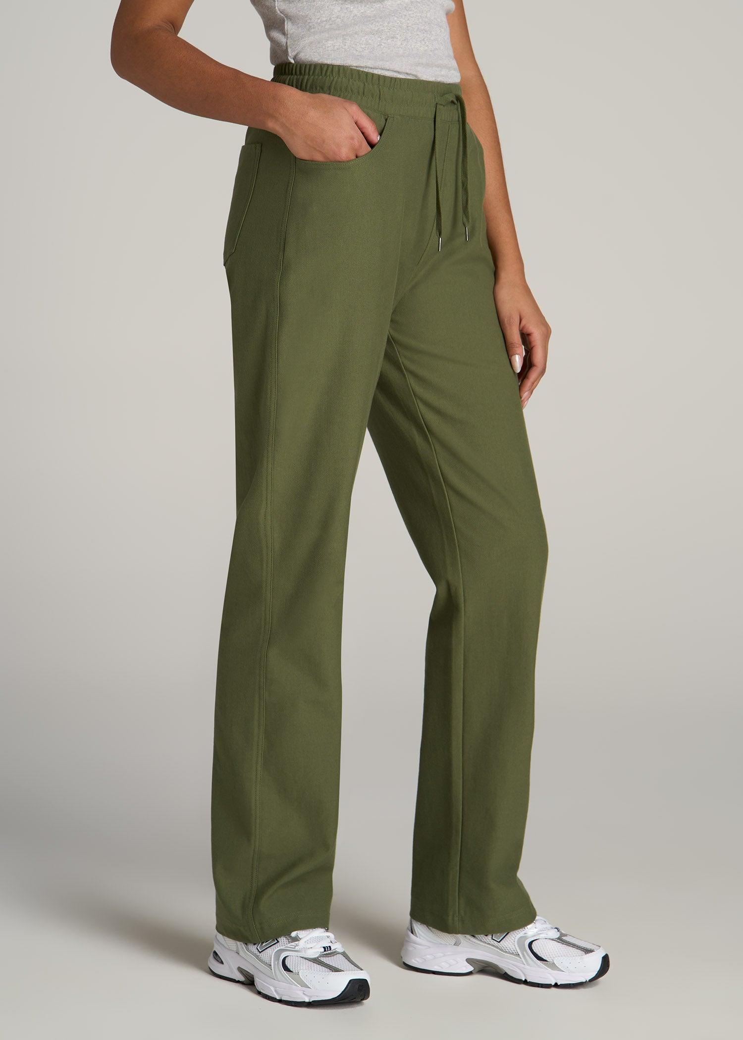 Pull-On Straight Leg Knit Pants for Tall Women in Bright Olive Product Image