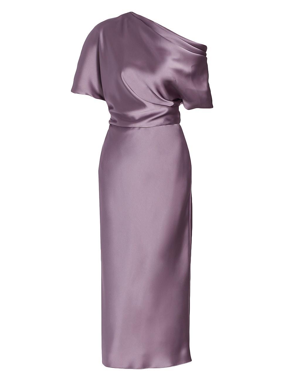 Womens Draped Satin Pencil Midi-Dress Product Image