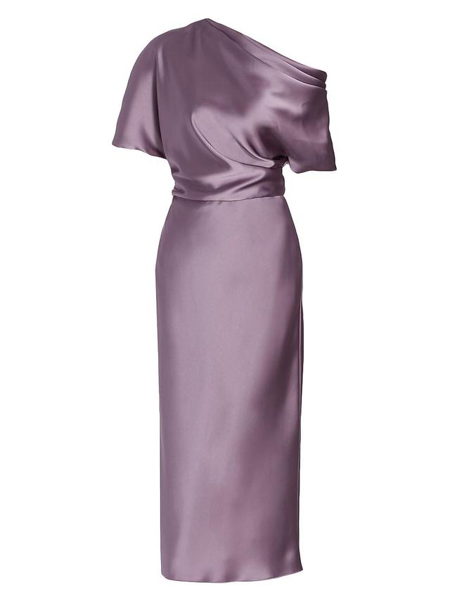 Womens Draped Satin Pencil Midi-Dress Product Image