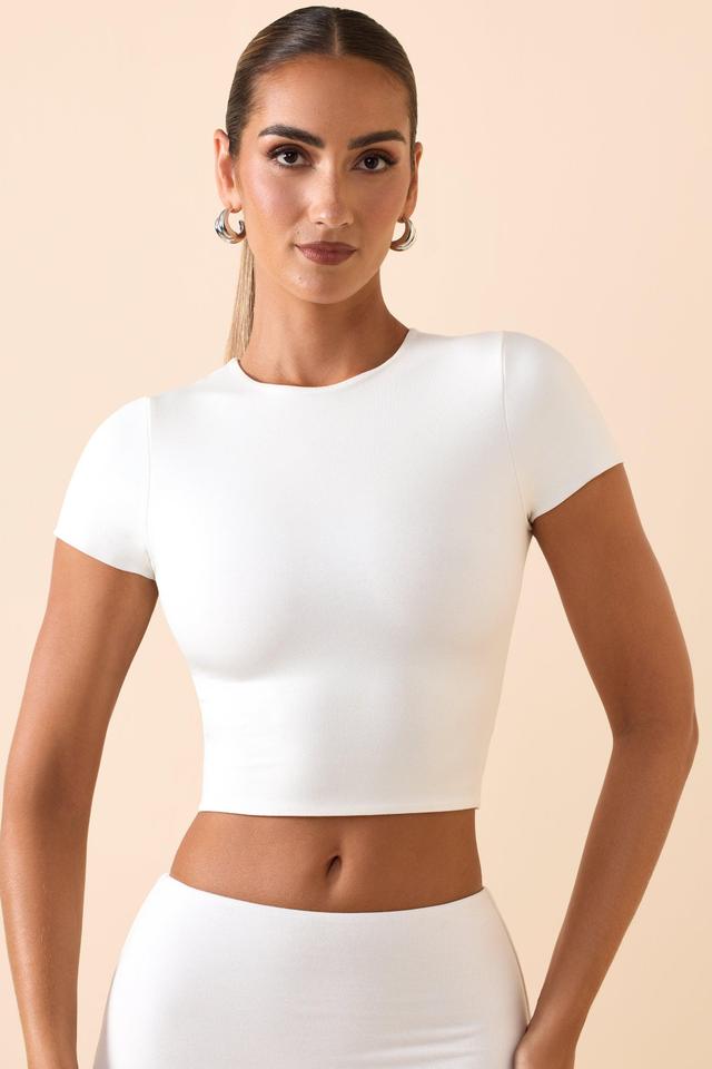 Modal Cap-Sleeve Crop Top in White Product Image