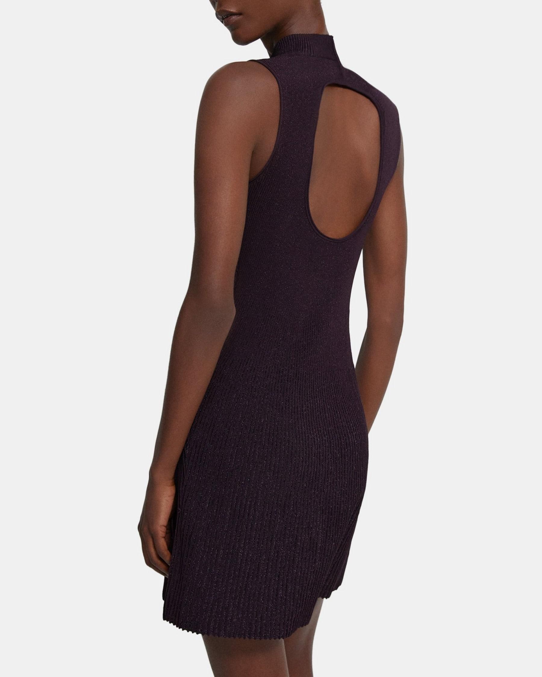 Ribbed Sleeveless Dress in Crepe Knit Product Image