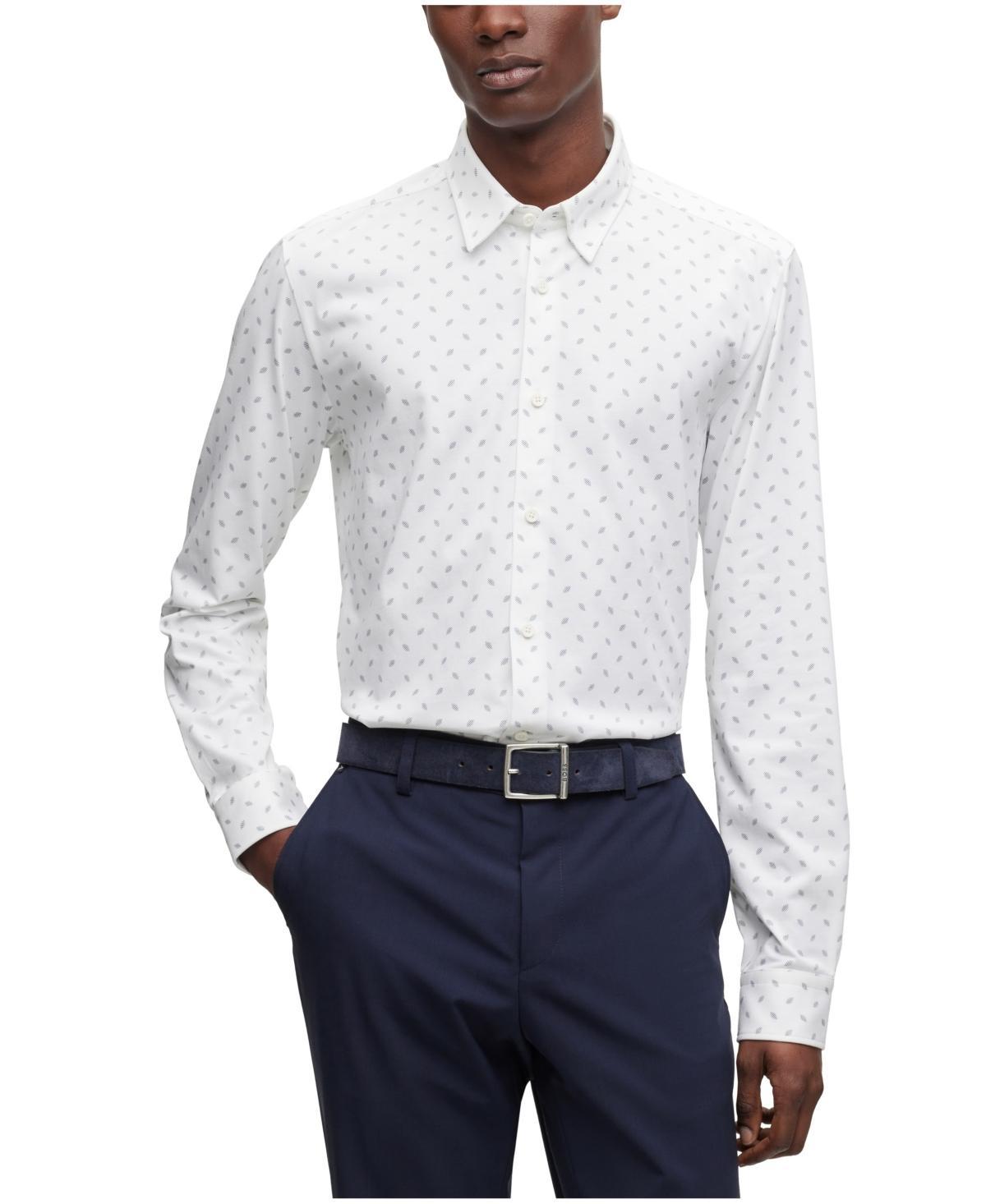 Boss by Hugo Boss Mens Printed Stretch Slim-Fit Dress Shirt - Light Product Image