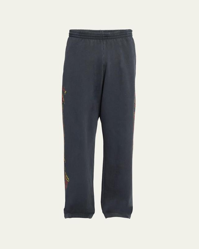 Mens Molleton Cotton Graphic Sweatpants Product Image