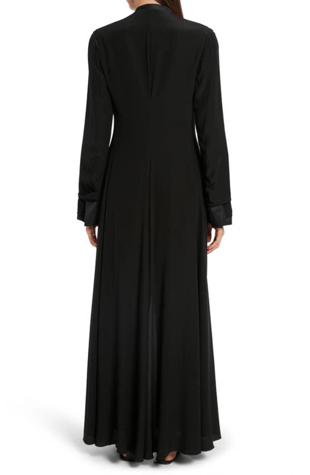 Keanu Satin-trimmed Pleated Silk And Wool-blend Crepe Coat In Black Product Image