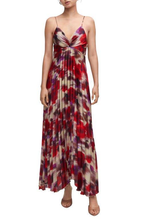 MANGO Floral Pleated Sleeveless Maxi Dress Product Image