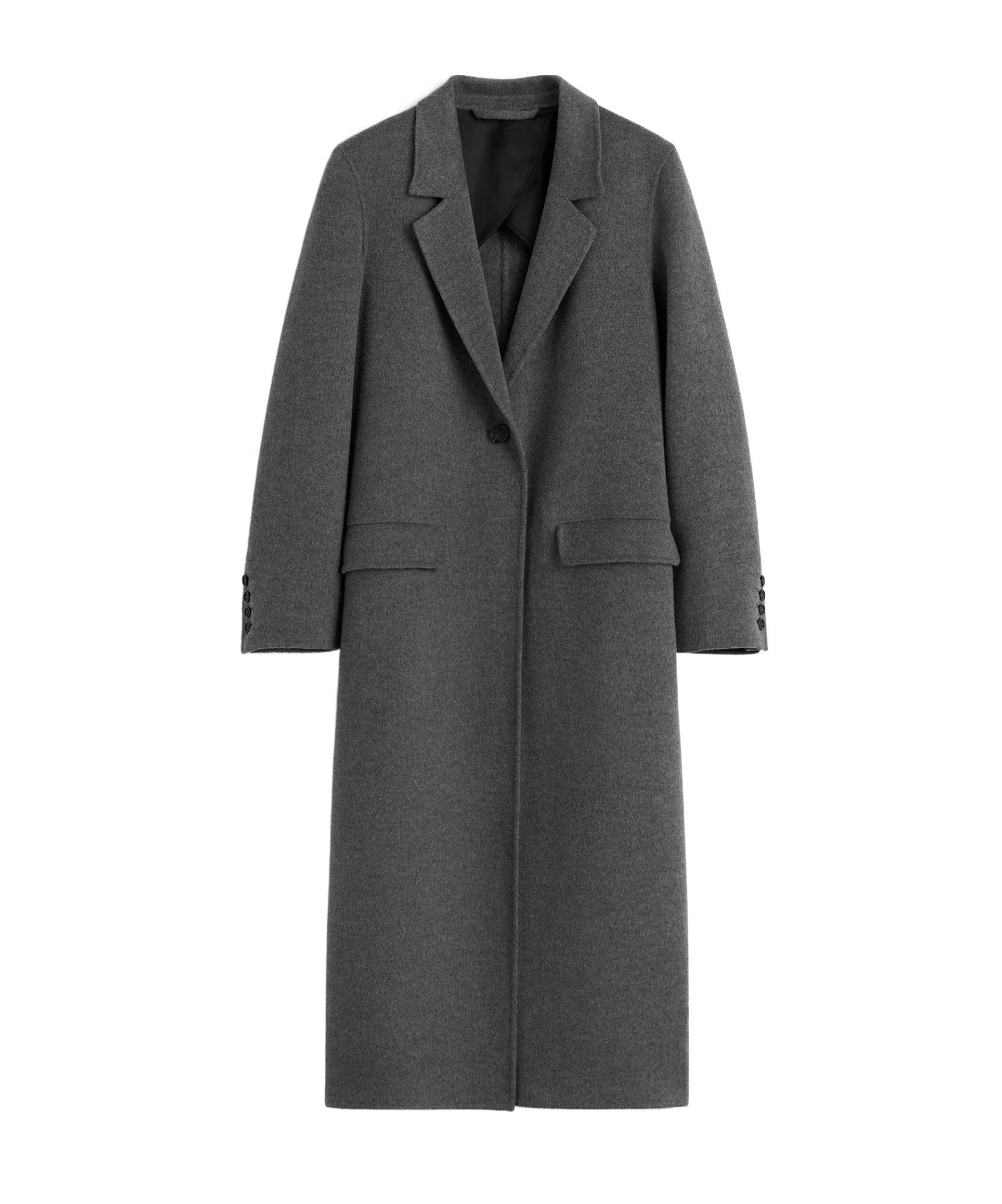 TOTÊME Toteme One-button Double Face Wool Long Coat In Grey Product Image