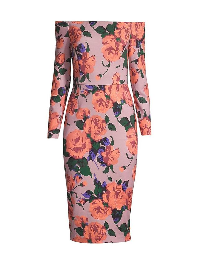 Womens Off-The-Shoulder Floral Midi-Dress Product Image