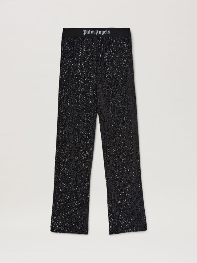 show sequins embellished trousers in black  - Palm Angels® Official  Product Image