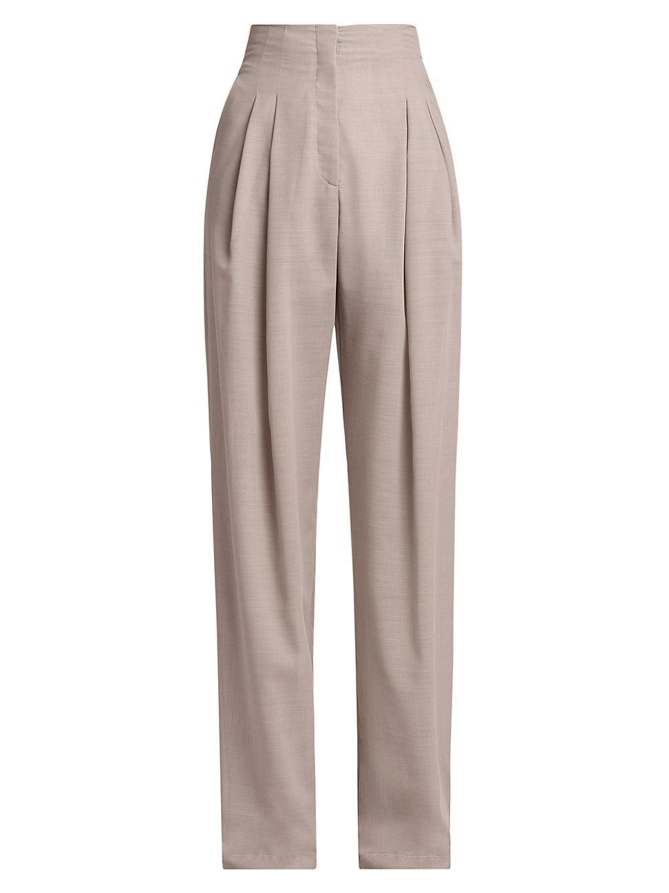 Womens Straight-Leg Wool-Blend Voile Pants product image