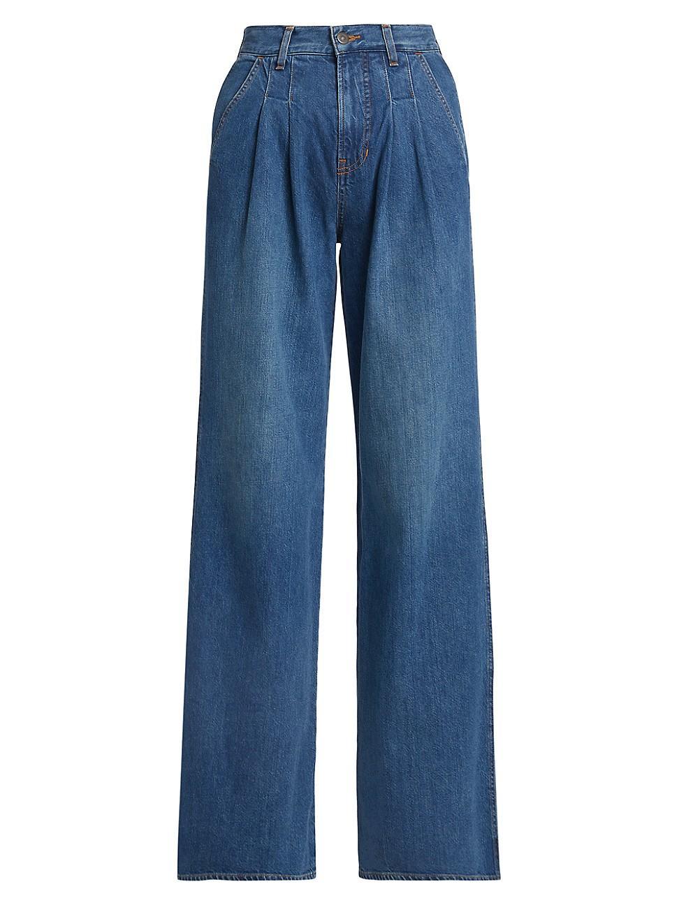 Womens Mia High-Rise Pleated WIde-Leg Jeans Product Image