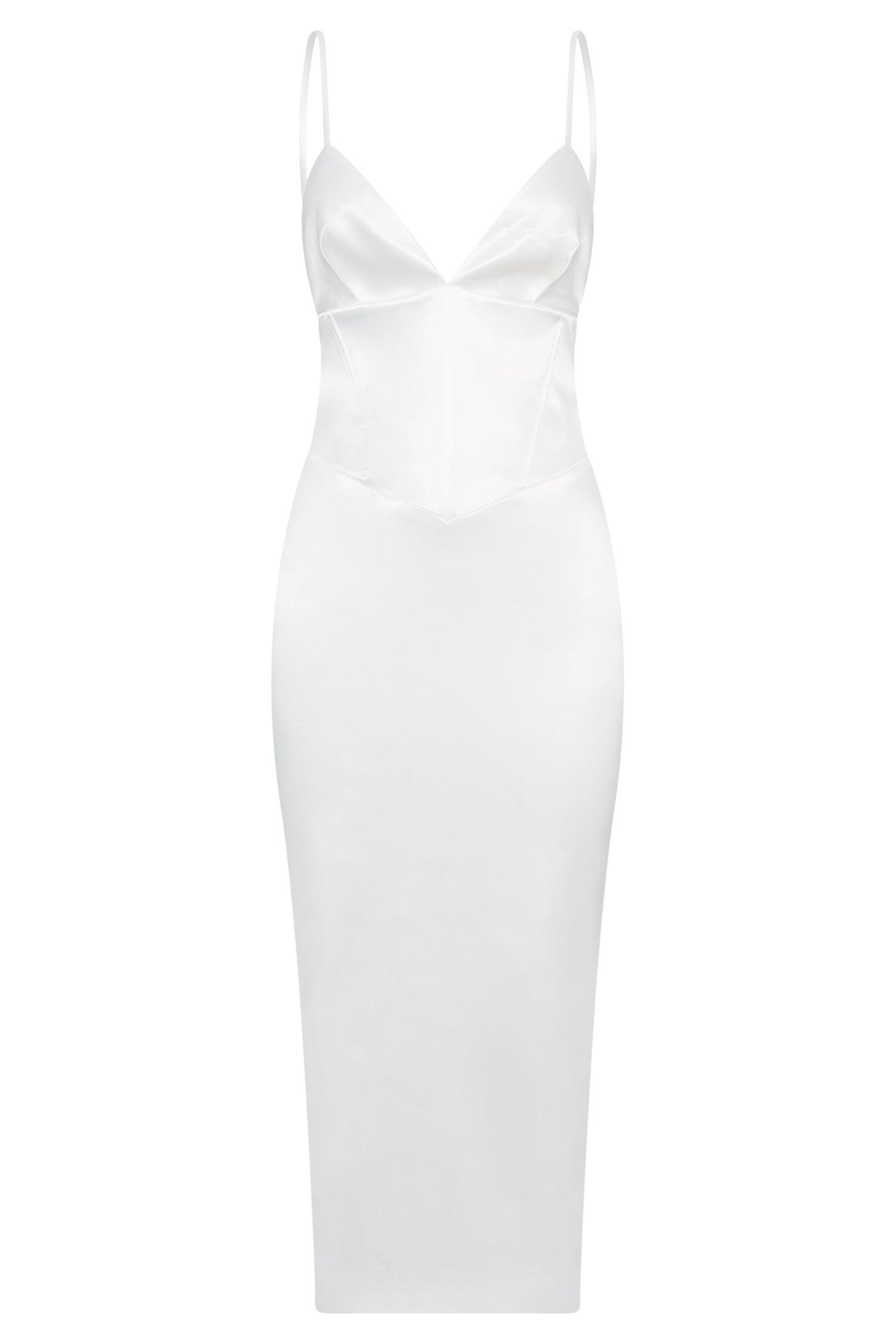 Brie Corset Midi Dress - White Product Image