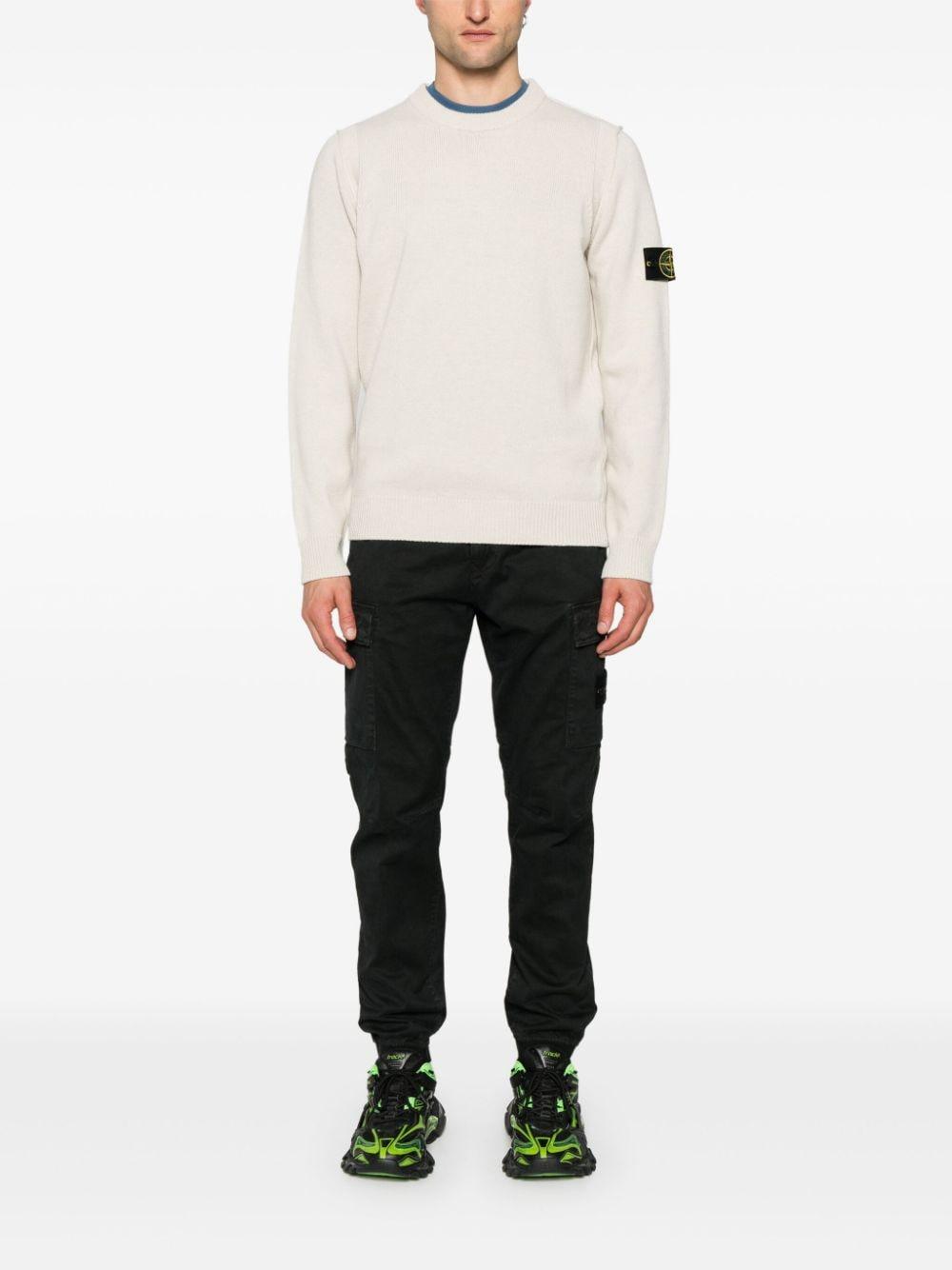 STONE ISLAND Compass-badge Crew-neck Jumper In Natural White Product Image