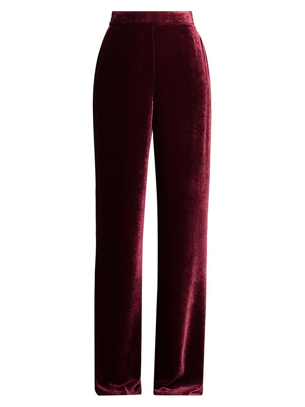 Womens Silk-Blend Velvet Trousers Product Image