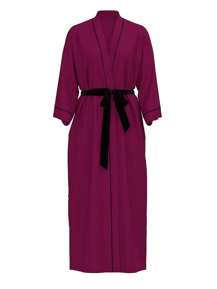 Modal Soft Velvet-Trim Maxi Robe Product Image