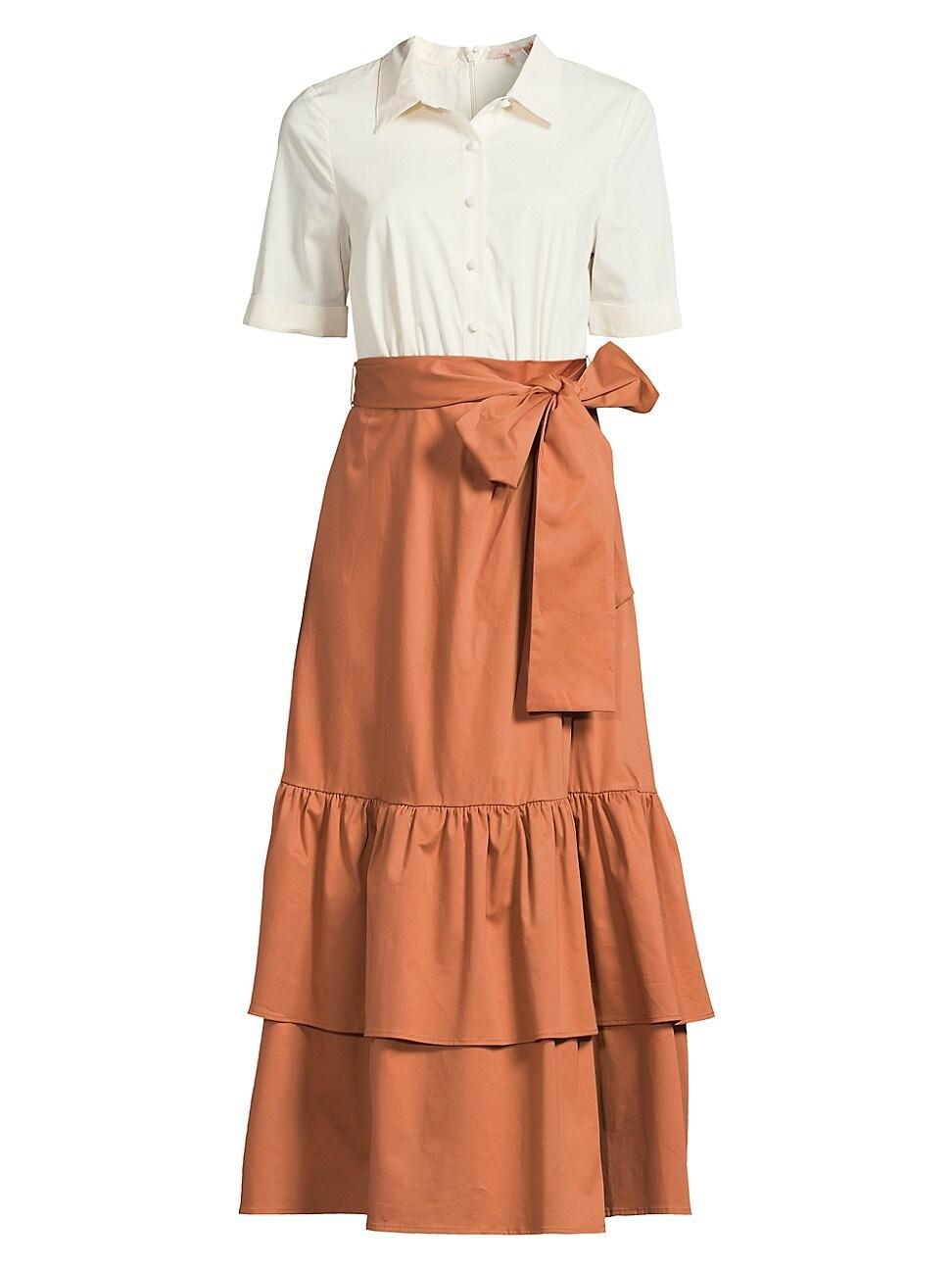 Womens Graciella Colorblock Ruffled Shirtdress Product Image