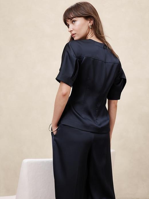 Double Satin Seamed Blouse Product Image