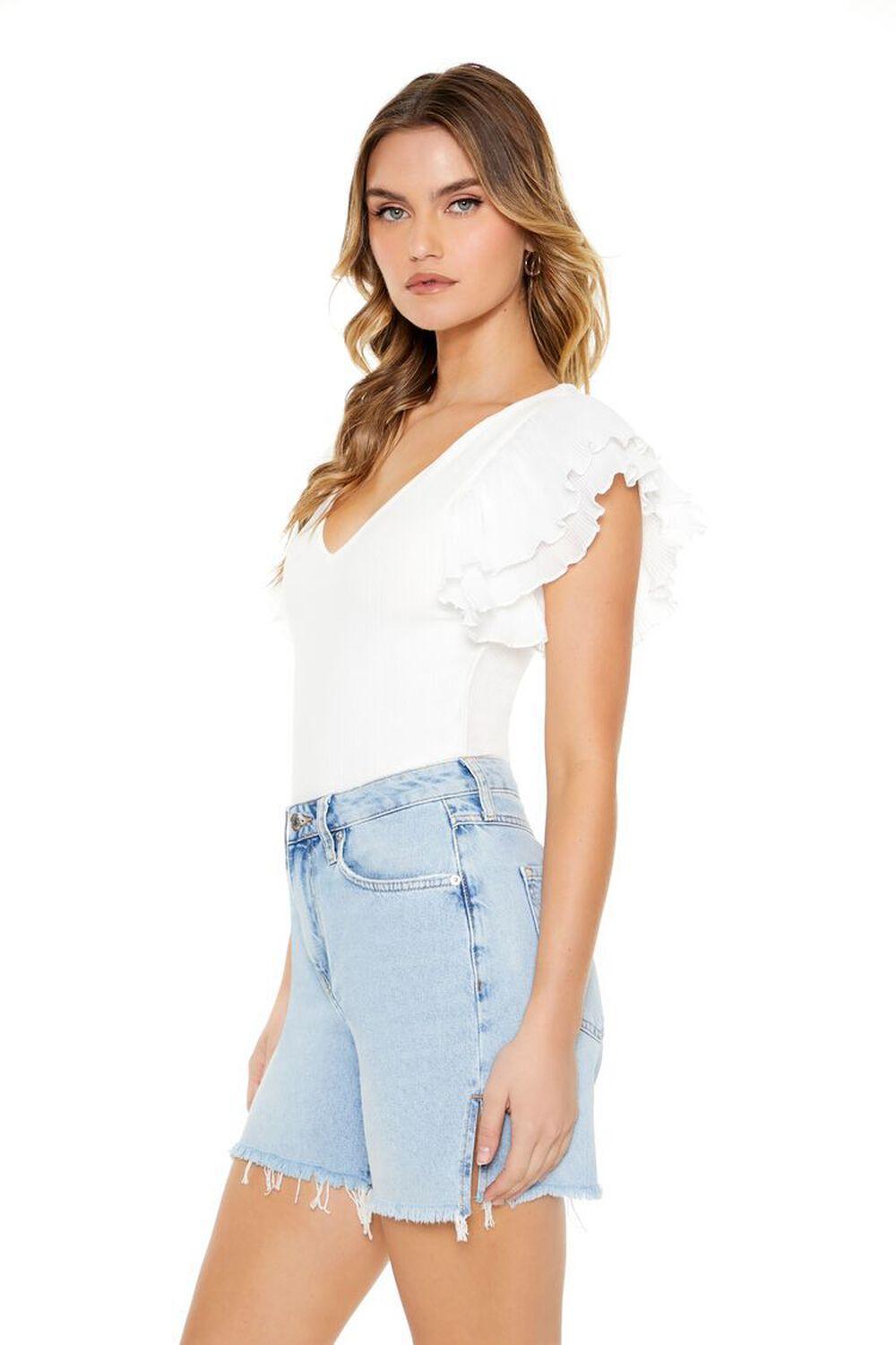 Ribbed Ruffle-Sleeve Bodysuit | Forever 21 Product Image